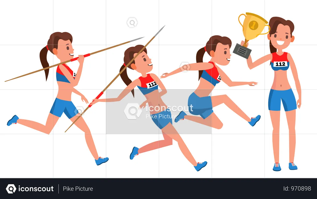 Athletics Young Woman Player  Illustration