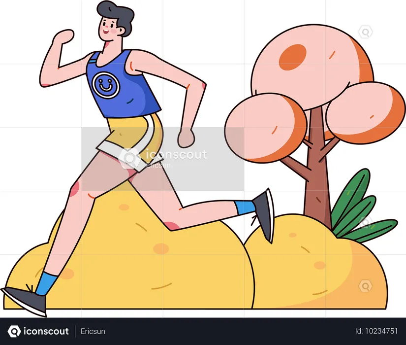 El atleta corre para competir.  Ilustración