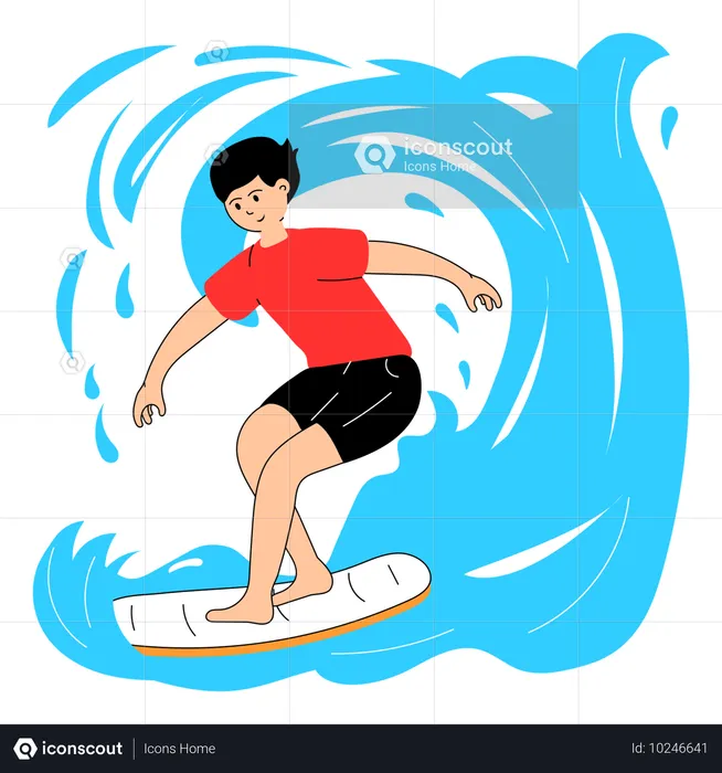 Atleta olímpico praticando surf  Ilustração