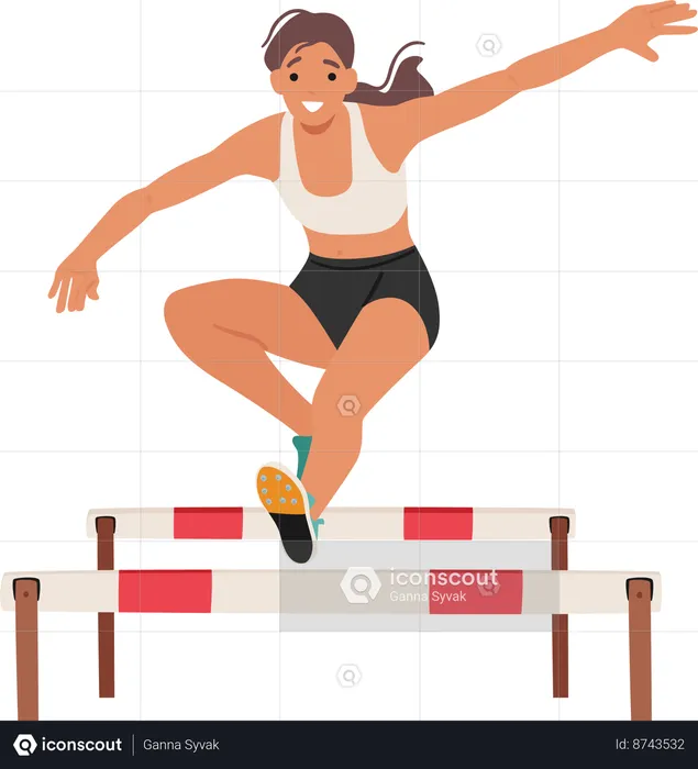 Atleta de salto de obstáculo feminino  Ilustração