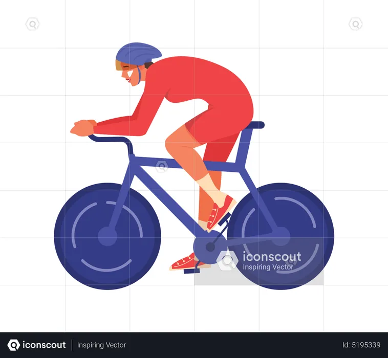 Atleta feminina fazendo corridas de bicicleta  Ilustração