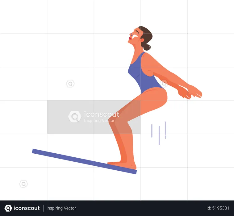 Atleta feminina fazendo salto de natação  Ilustração