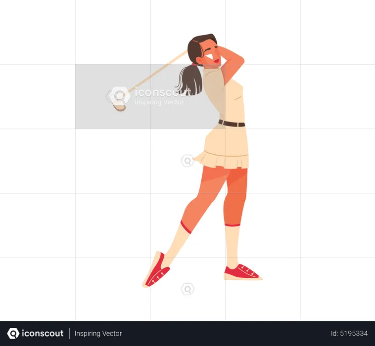 Atleta feminina jogando golfe  Ilustração