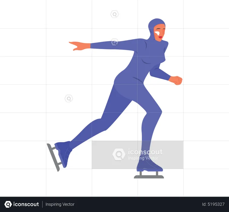 Atleta femenina haciendo patinaje sobre hielo  Ilustración