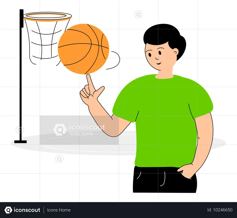 Atleta jugando baloncesto  Ilustración