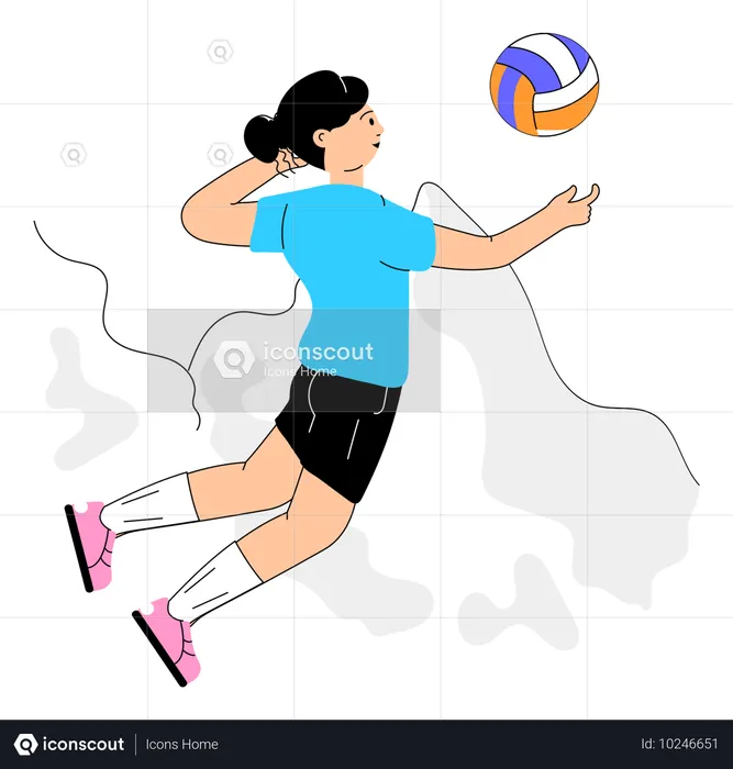 Atleta olímpico jugando voleibol  Ilustración