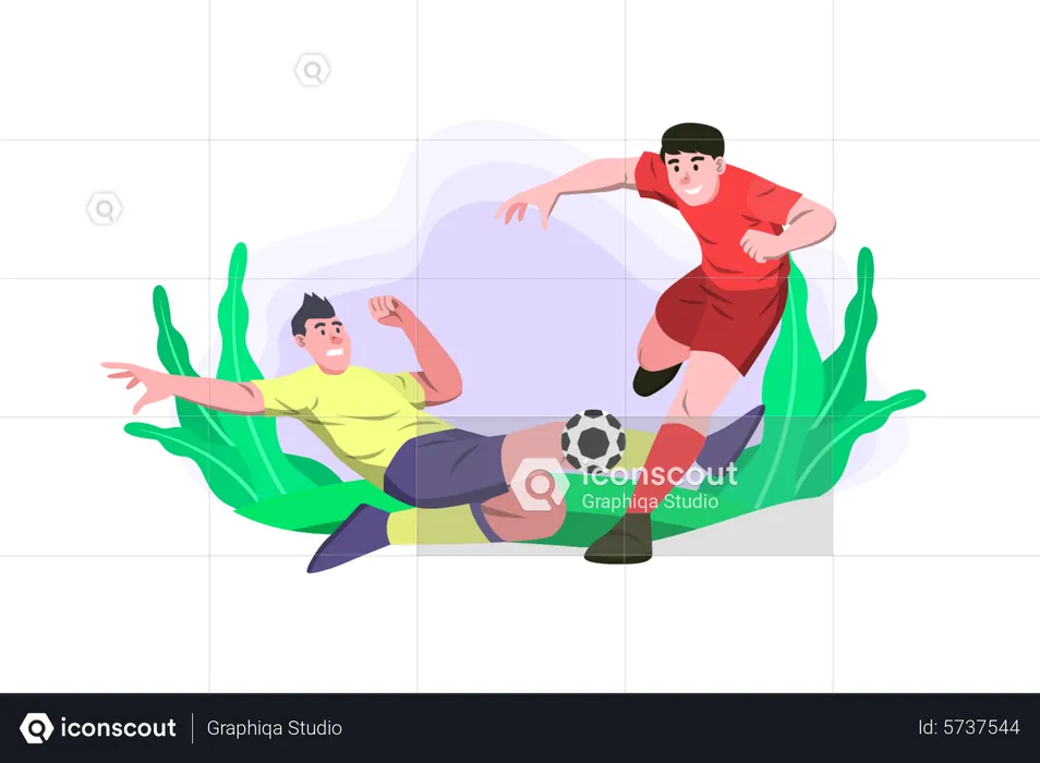 Atletas jogando campeonato de futebol  Ilustração