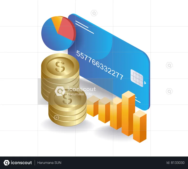 ATM card for business payments  Illustration