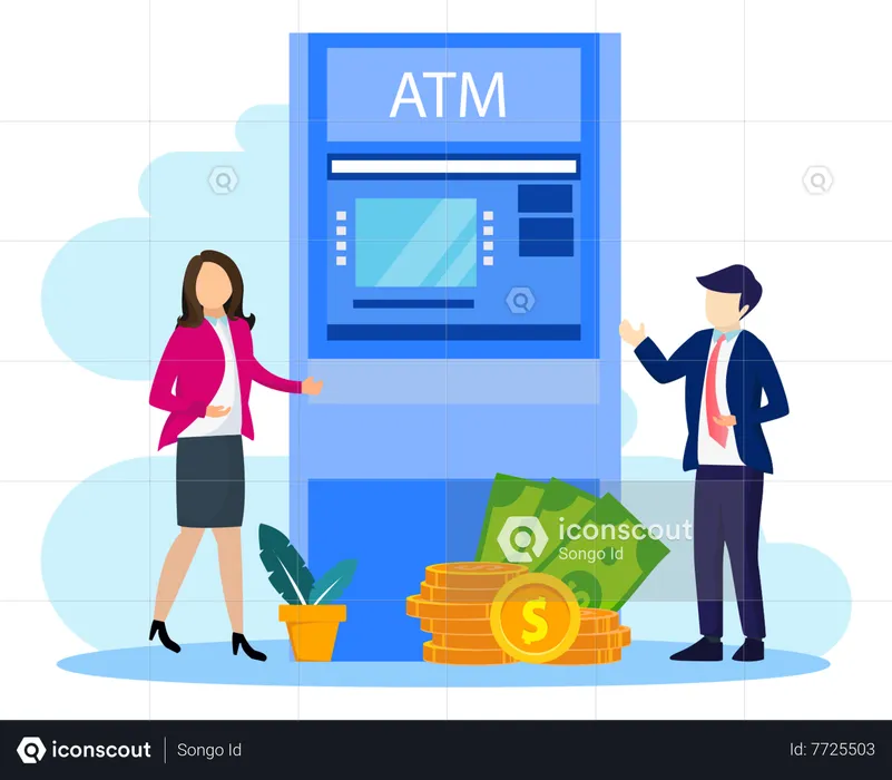 Best Atm Transaction Illustration download in PNG & Vector format