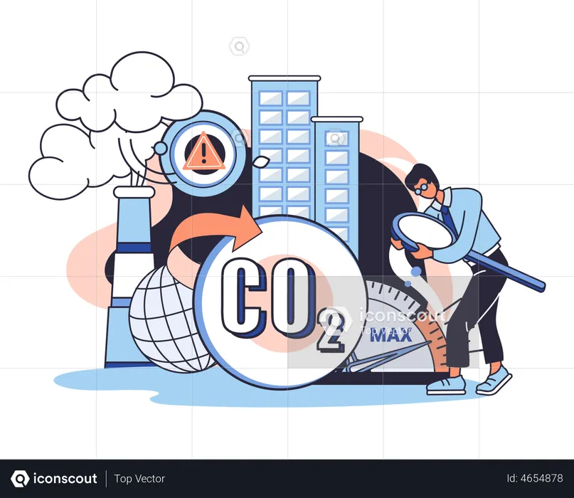 Die Atmosphäre wird durch hohe CO2-Emissionen verschmutzt  Illustration