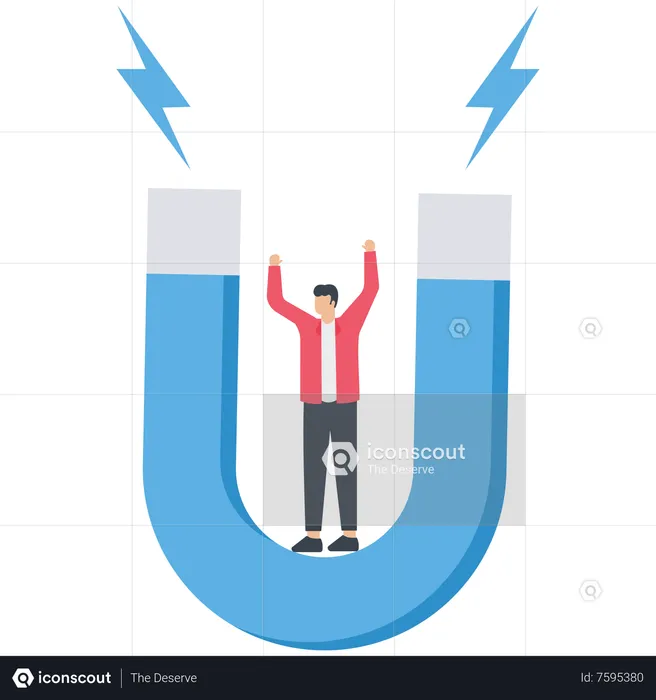 Atração de negócios com ímã de poder para atrair oportunidades de negócios  Ilustração