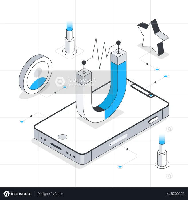 Atração de usuários e clientes  Ilustração