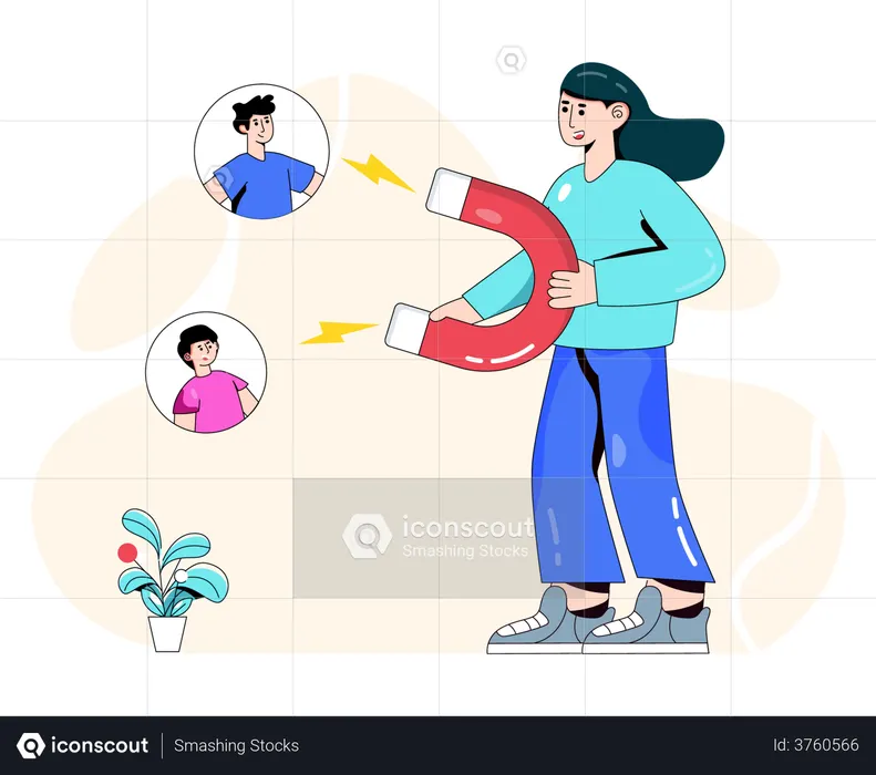 Atraer gente en las redes sociales  Ilustración