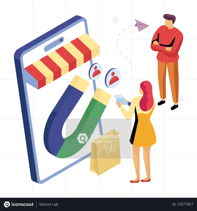 Atrair clientes para fazer compras pelo celular  Ilustração