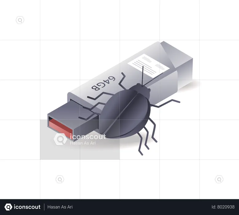 Attaque de logiciel malveillant dans les données du disque flash  Illustration