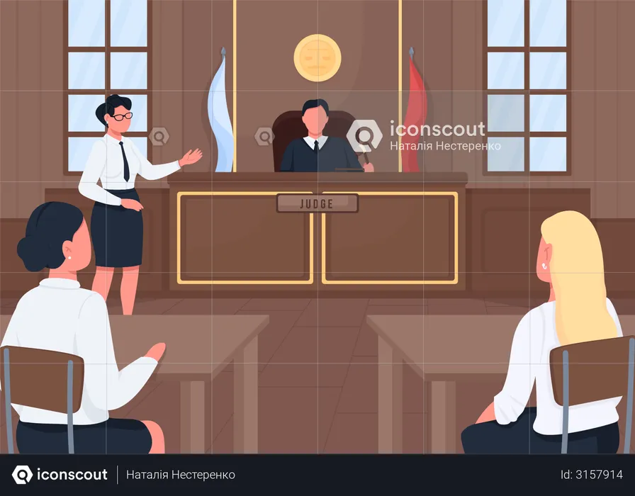 Attorney in legal court  Illustration