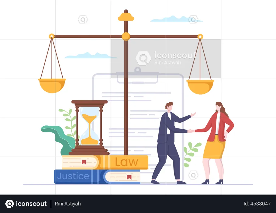 Attorney with client  Illustration