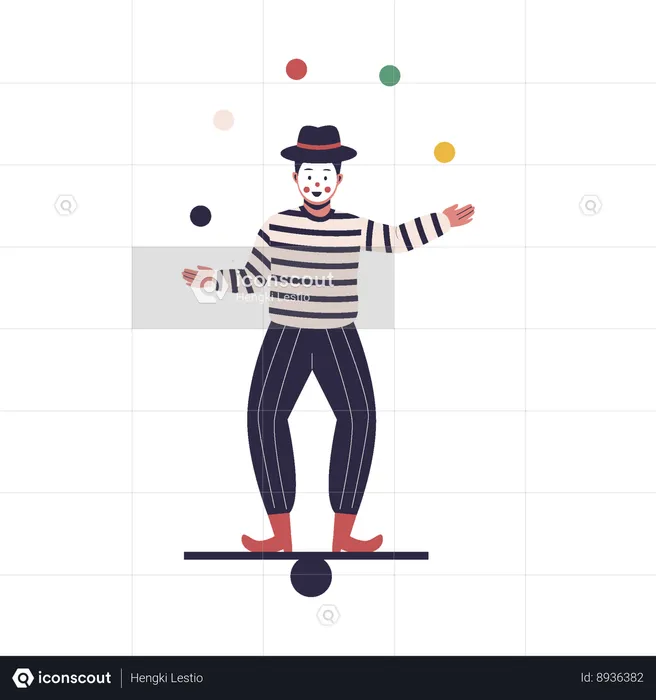 Attractive male clown juggling  Illustration