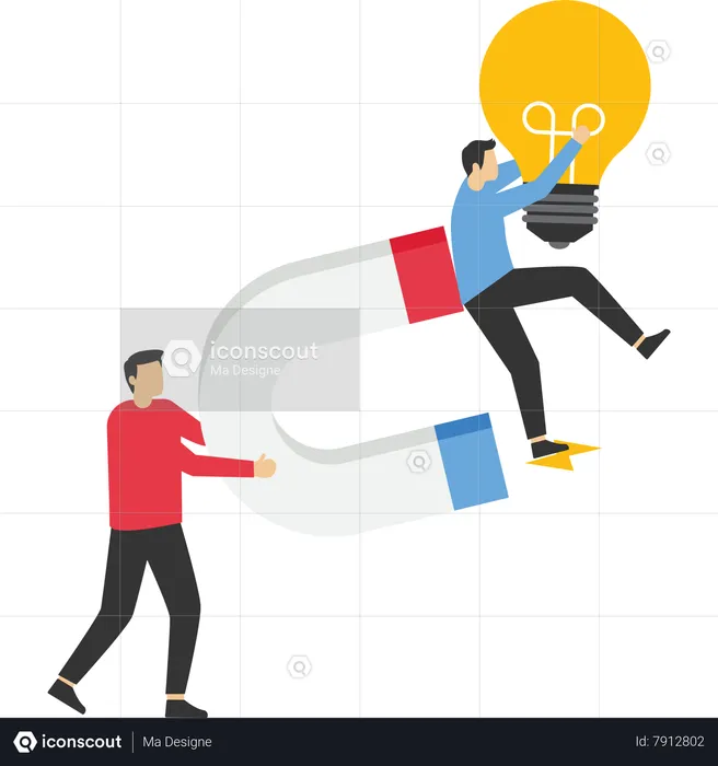 Attractive power and business idea with magnet  Illustration