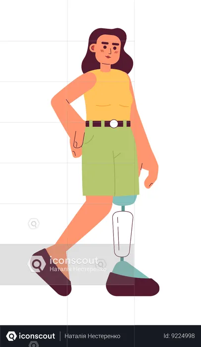 Attractive woman with bionic leg prosthesis  Illustration
