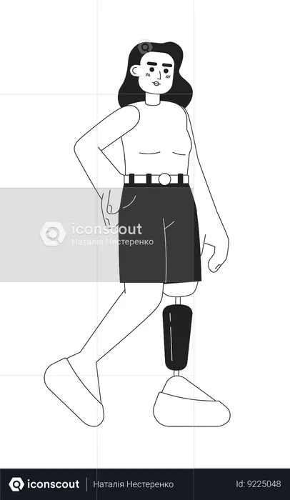 Attractive woman with bionic leg prosthesis  Illustration