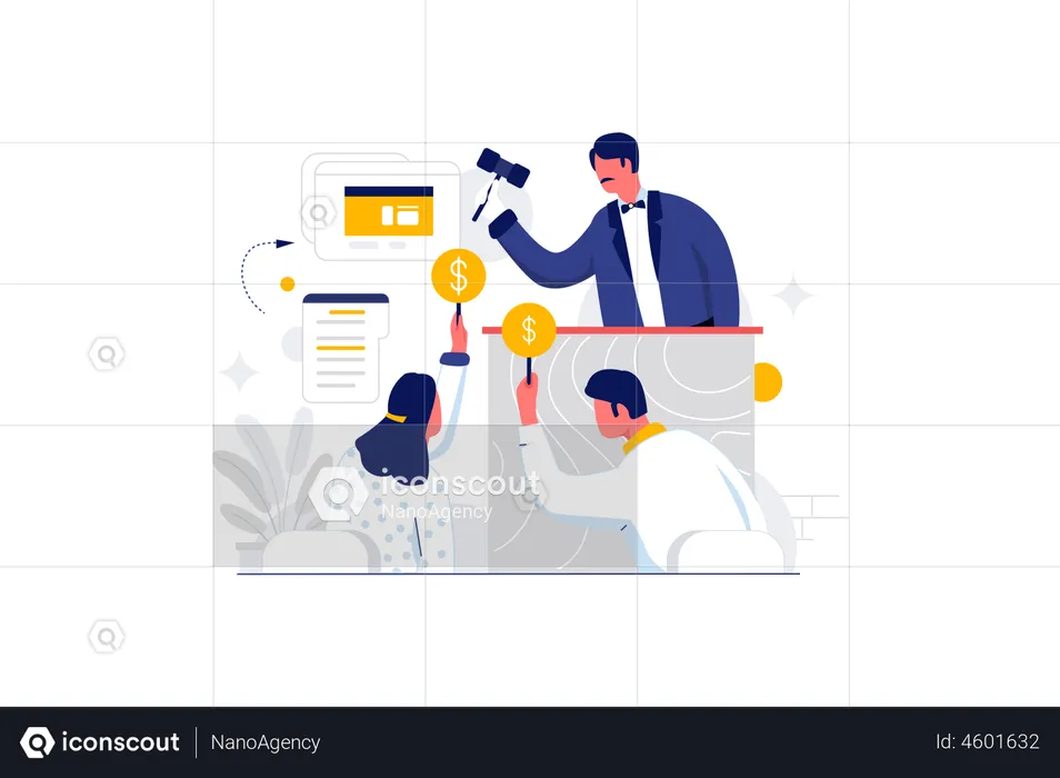 Auction In Business  Illustration