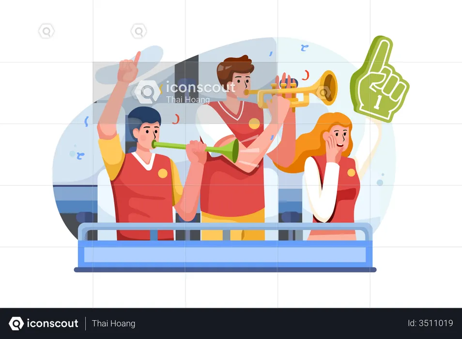 Audience cheering up sport players  Illustration