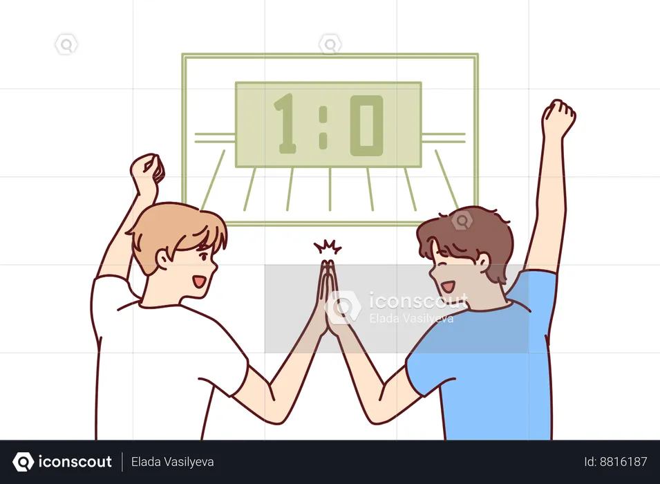 Audience is happy to see their team scores  Illustration