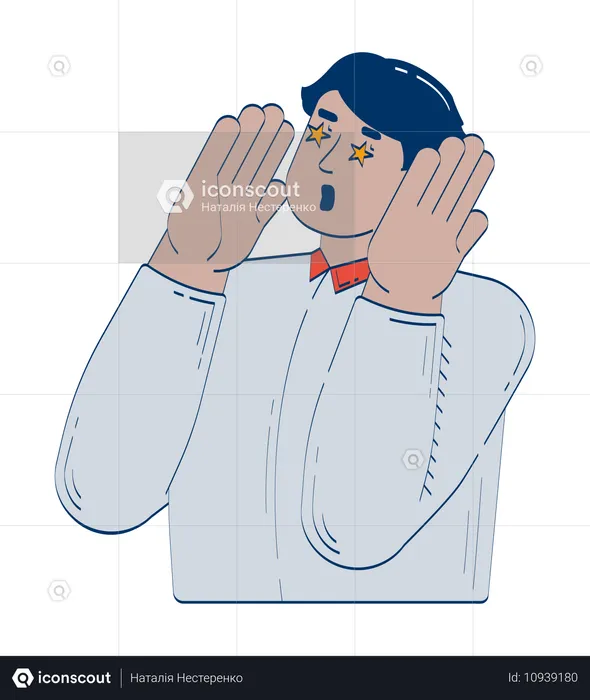 Aufgeregt arabischer Mann mit sternenklaren Augen in Business Casual  Illustration