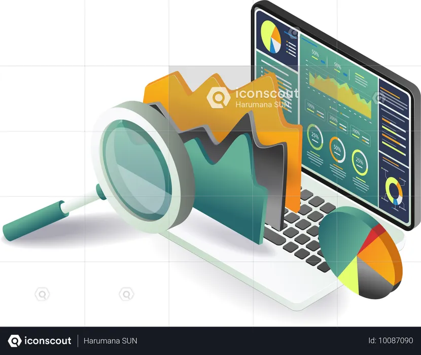 Aufschlussreiche Datenvisualisierung für die Webanalyse kleiner Unternehmen  Illustration