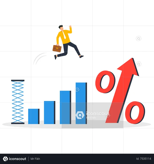 Augmentation des taux d’intérêt. Financier et investissement.  Illustration