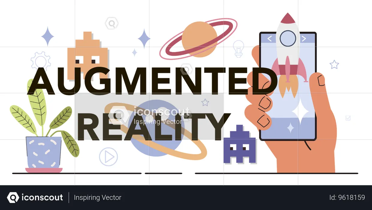 Augmented reality and AR software development  Illustration