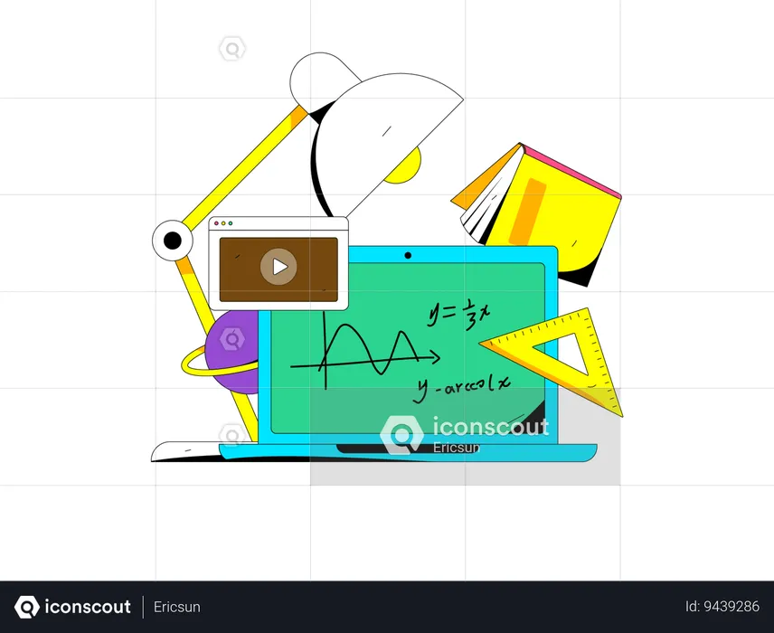 Aula de matemática on-line  Ilustração