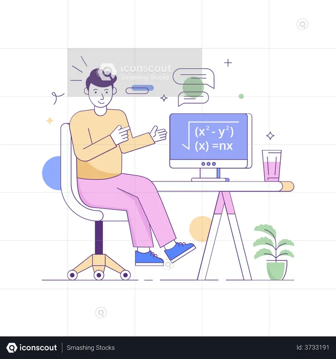 Aula de matemática on-line  Ilustração