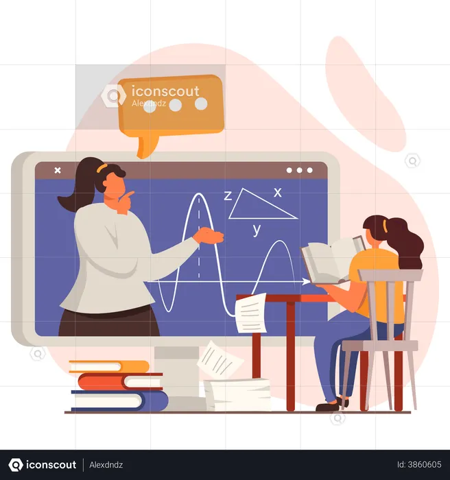 Aula de matemática on-line  Ilustração