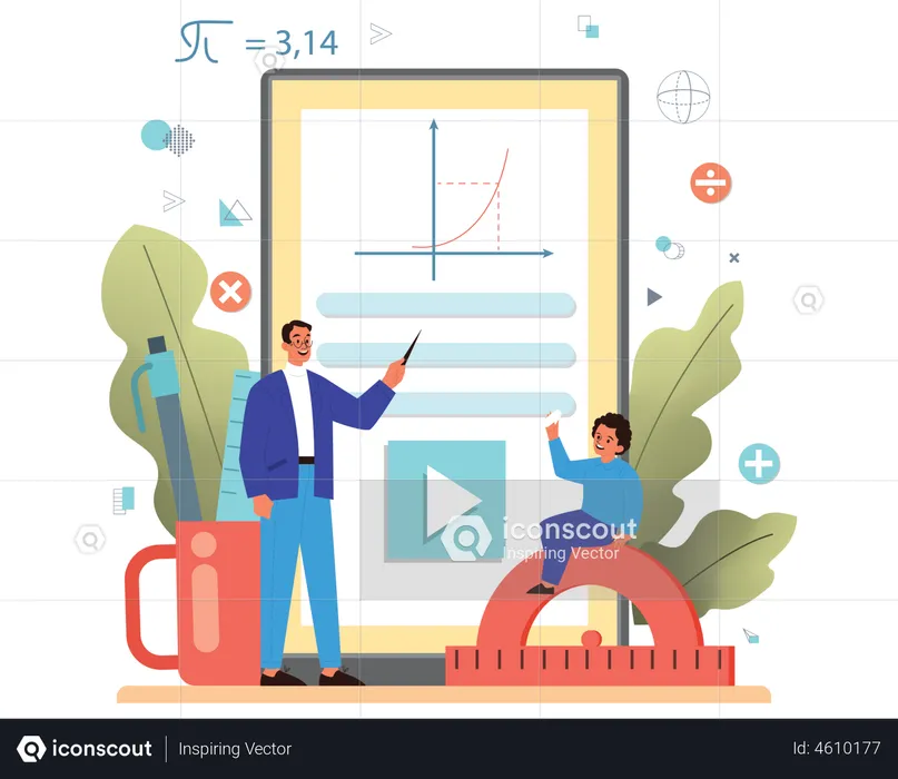 Aula de matemática on-line  Ilustração