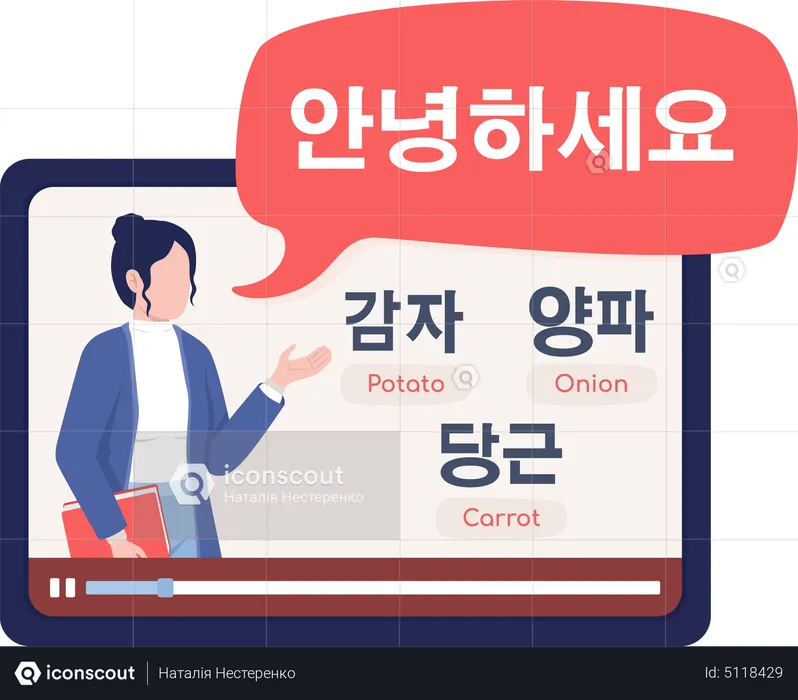 Aula de coreano on-line  Ilustração