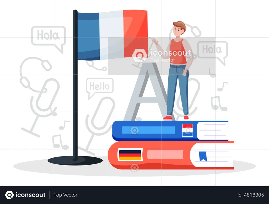 Aulas de idiomas na França  Ilustração