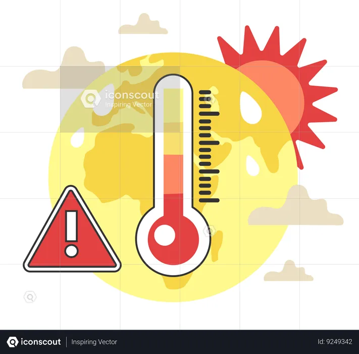 La temperatura del planeta Tierra aumenta debido a las emisiones de CO2  Ilustración