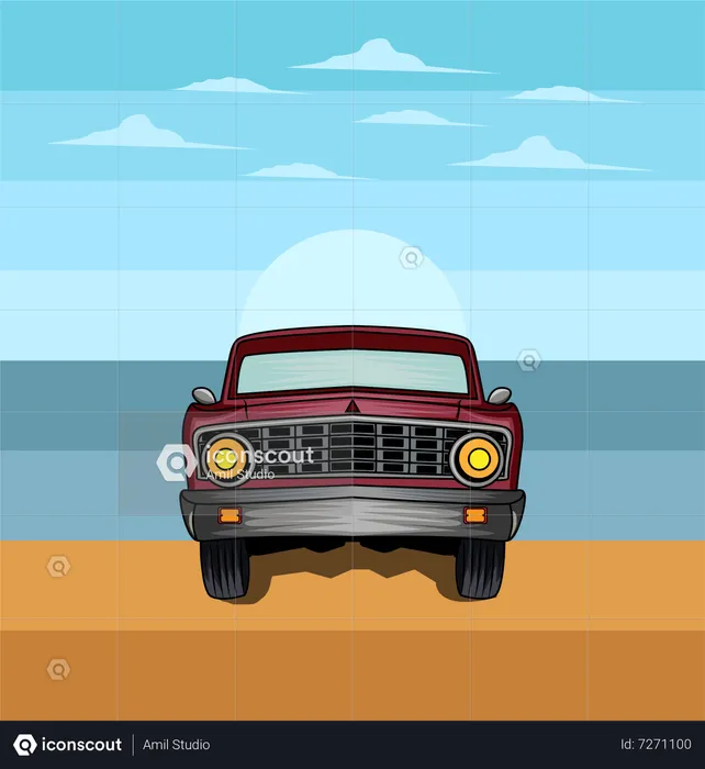 Auto am Strand  Illustration