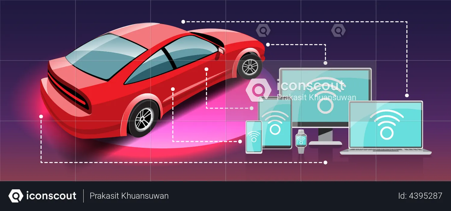 Auto mit smarter Vernetzung  Illustration