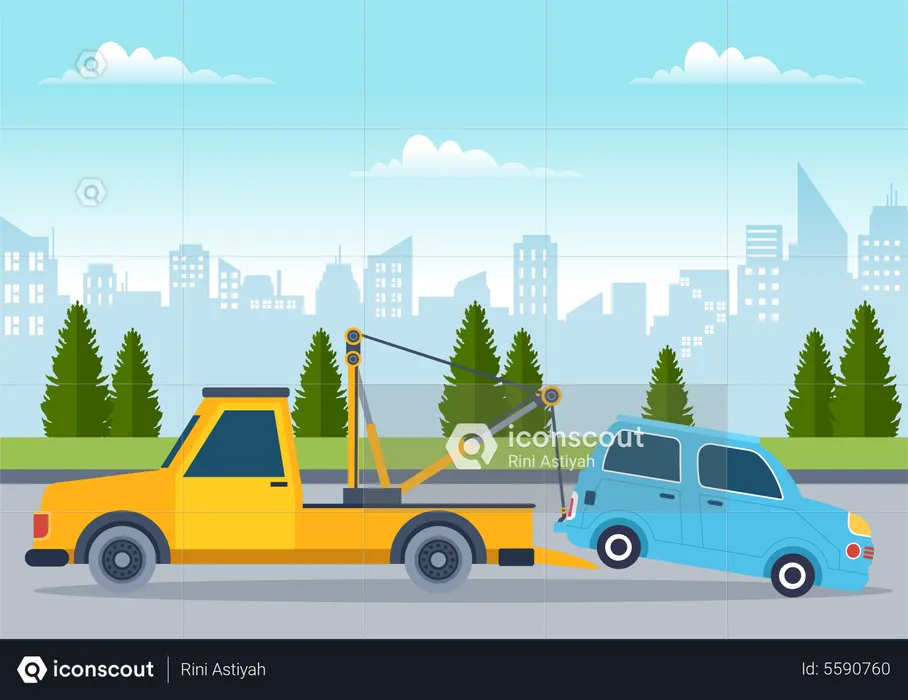Auto Towing Car  Illustration