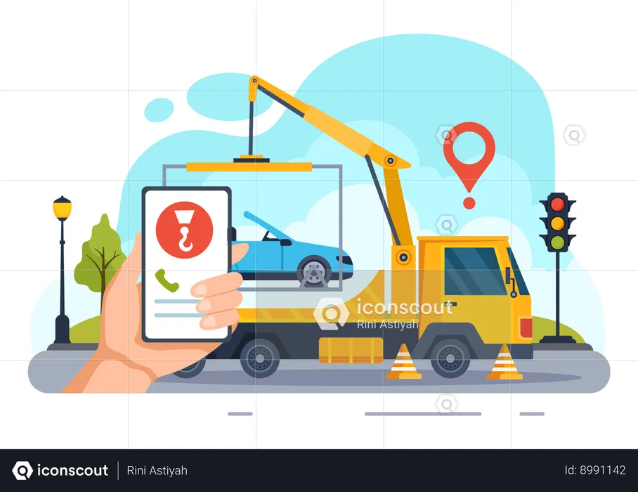 Auto Towing Car service  Illustration