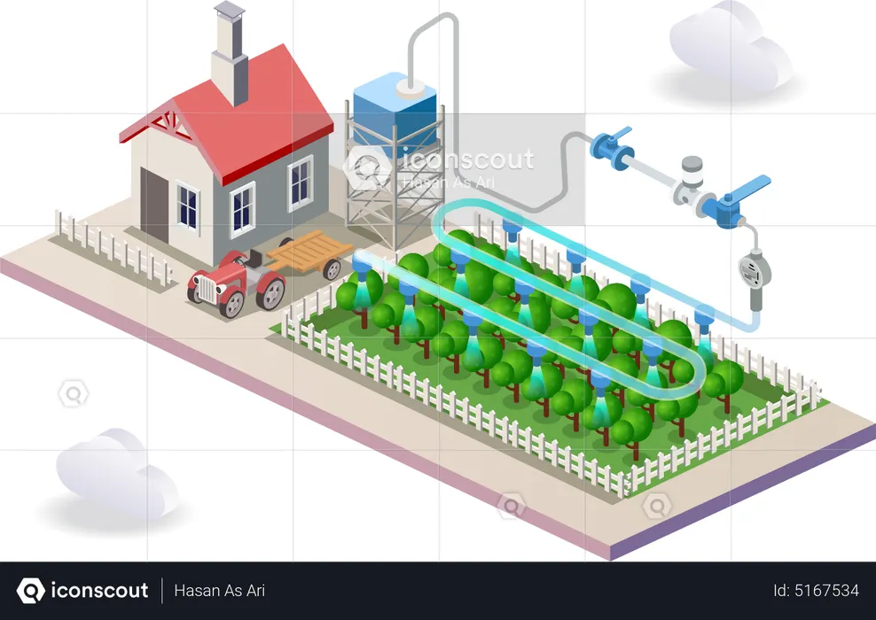 Automated Watering System  Illustration