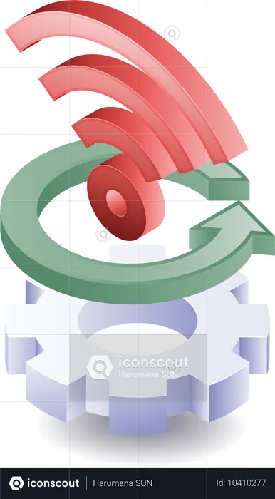 Automatic gear rotation wifi network  Illustration