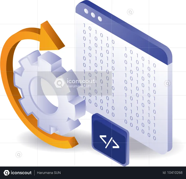 Automatic loop of data server computer hacker code  Illustration