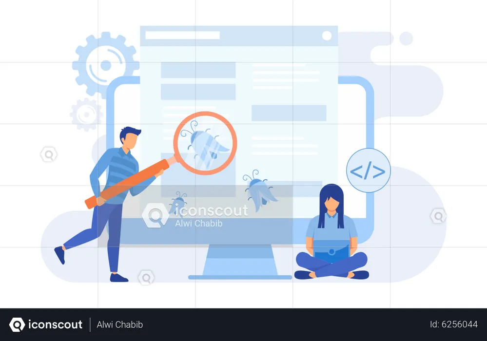 Automation Engineers Doing Software Testing  Illustration