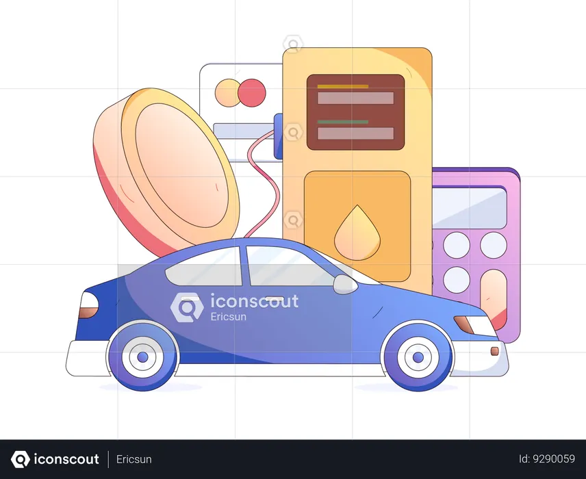 Automobile refueling and paying card  Illustration