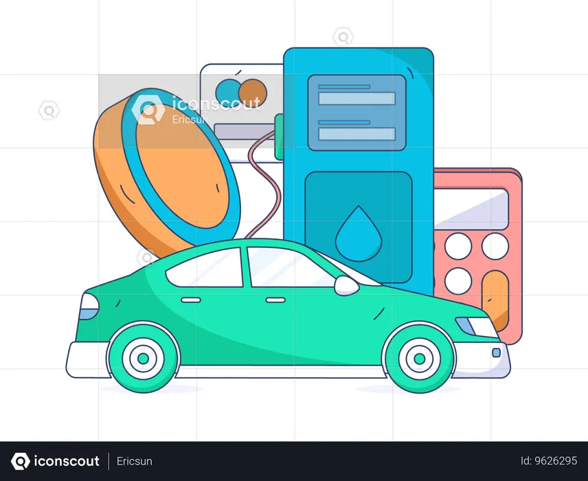 Automobile refueling and paying card  Illustration