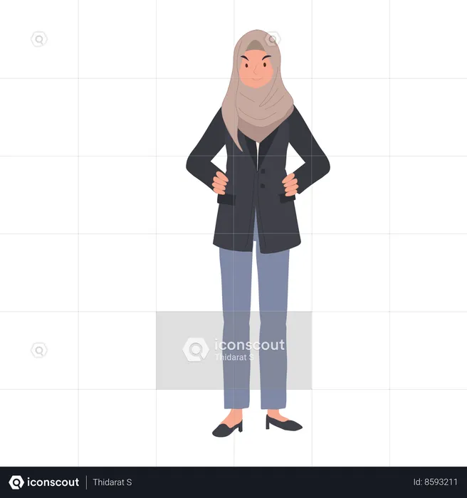 Autonomisation d'une femme d'affaires en hijab  Illustration